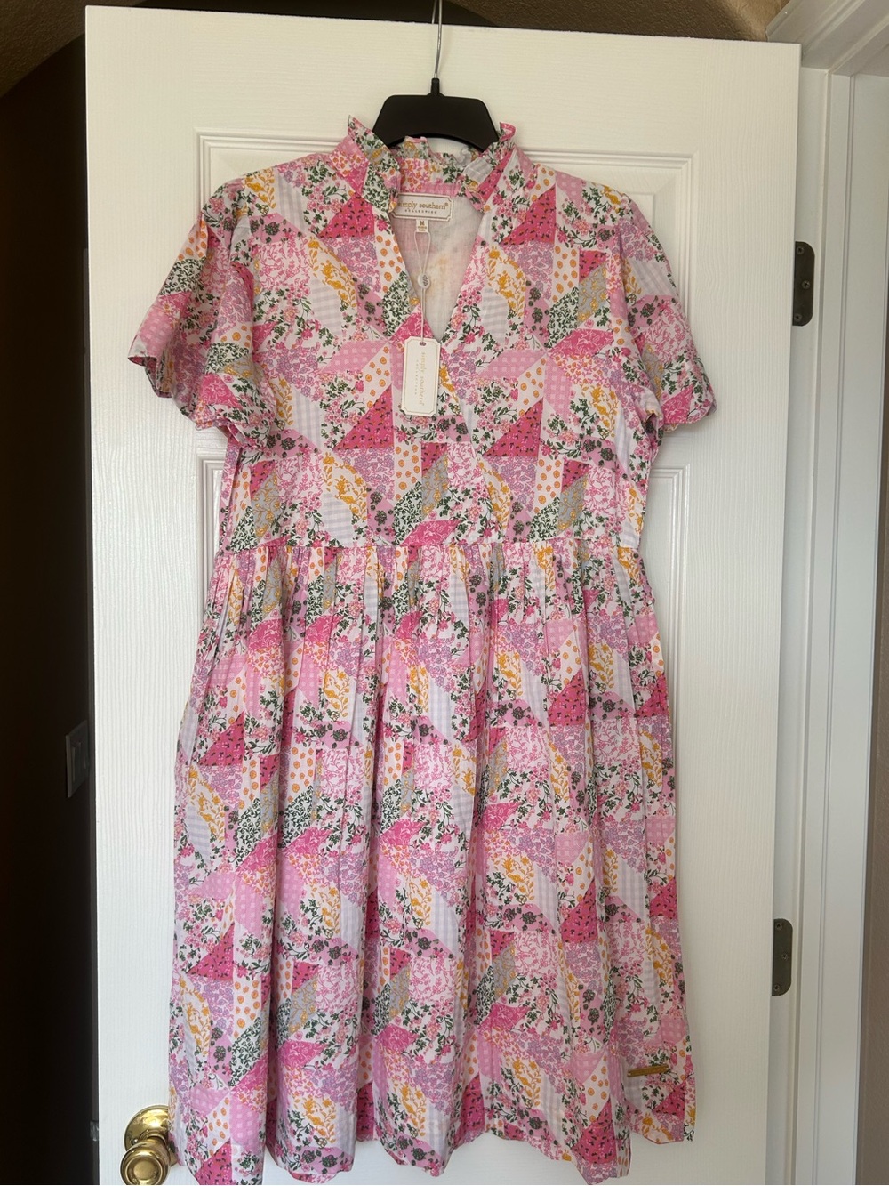 Pink Patchwork Floral Dress